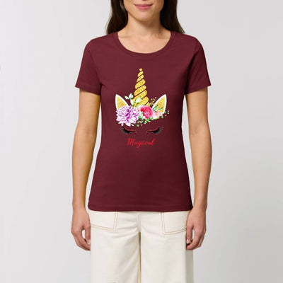 T-shirt licorne magical bordeaux coton bio