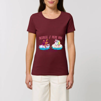T-shirt licorne désolée j'ai piscine bordeaux coton bio