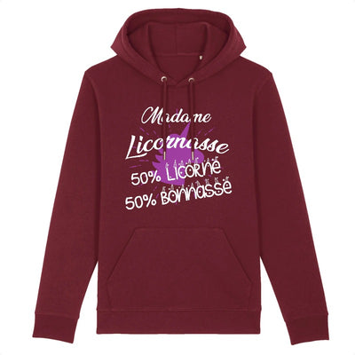 sweat hoodie licornasse licorne bonnasse bordeaux 