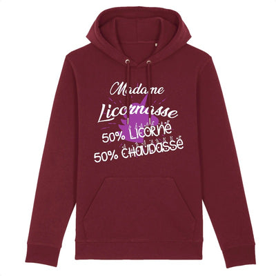 sweat hoodie licornasse licorne chaudasse bordeaux