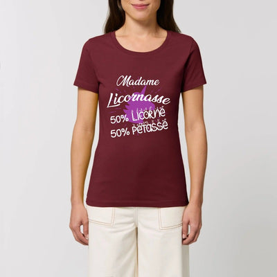 t-shirt licornasse licorne pétasse bordeaux 