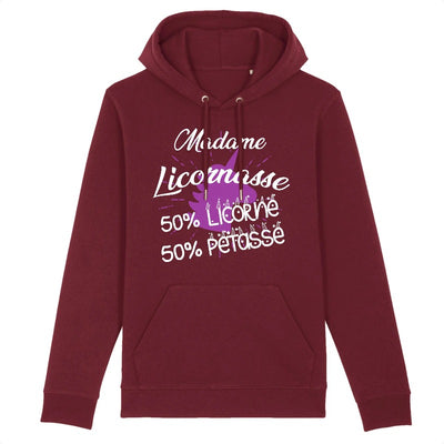 sweat hoodie licornasse licorne pétasse bordeaux