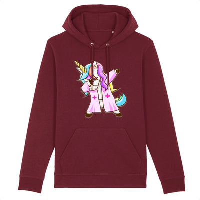 sweat licorne infirmière qui dab bordeaux coton bio