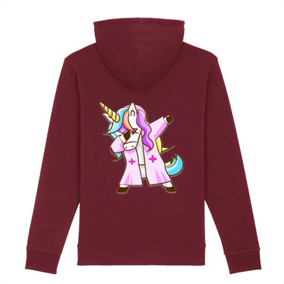 sweat licorne infirmière qui dab bordeaux coton bio
