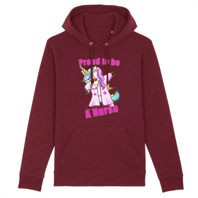 sweat licorne proud to be a nurse bordeaux coton bio 