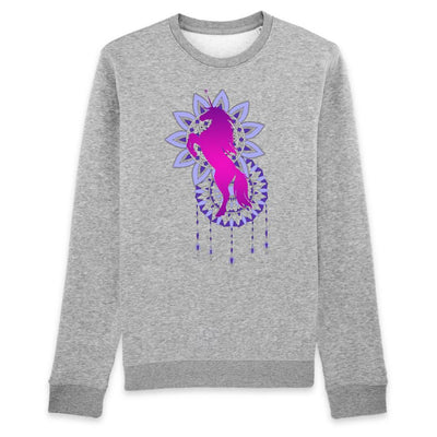 Sweat licorne mandala femme gris XS S M L XL 2XL coton bio 