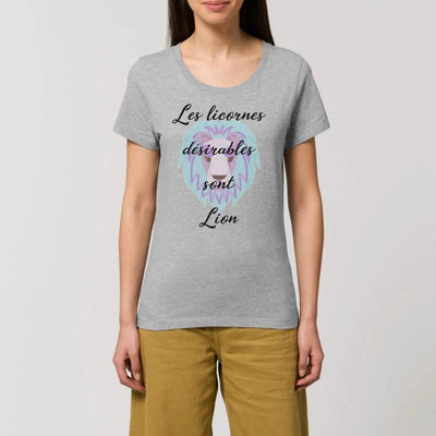 T-shirt licornes désirables sont Lion gris coton bio 