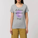 t-shirt licornes affectueuses vierge femme XS S M L XL gris coton bio 