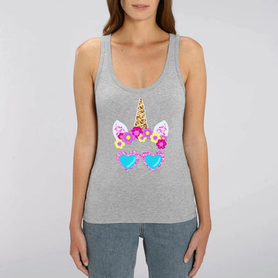 Débardeur Licorne Lunettes de soleil gris coton bio 