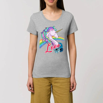 T-shirt licorne Love gris coton bio 