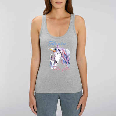 Débardeur licorne telle mère telle fille gris coton bio 