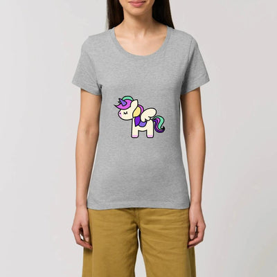 T-shirt licorne cute femme gris coton bio 