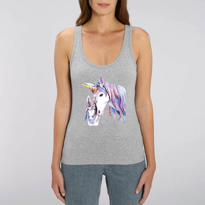 Débardeur licorne mère fille gris coton bio 