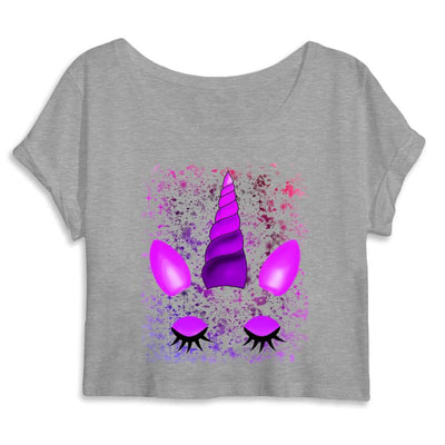 crop top licorne endormie gris coton bio