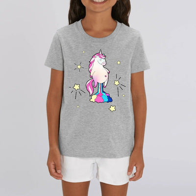 t-shirt licorne qui pète enfant gris coton bio