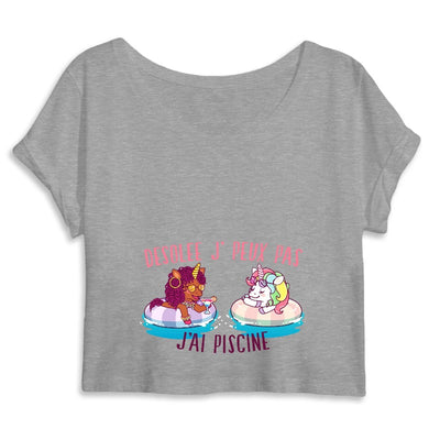 Crop top licorne désolée j'ai piscine gris coton bio
