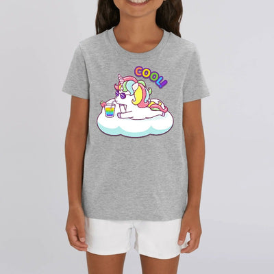 t-shirt licorne cool enfant gris coton bio