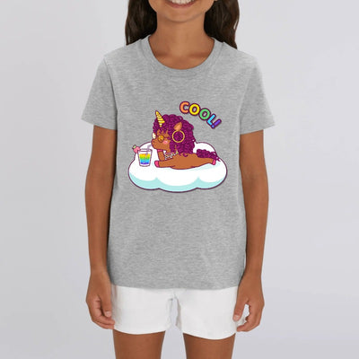 t-shirt licorne cool curly enfant gris coton bio