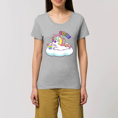 t-shirt licorne cool femme gris coton bio