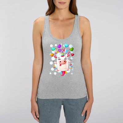 Débardeur femme licorne crazy love gris coton bio 