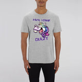 t-shirt homme papa licorne crazy gris coton bio