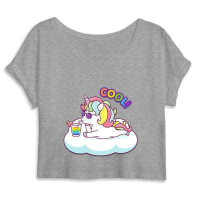 crop top licorne cool gris coton bio