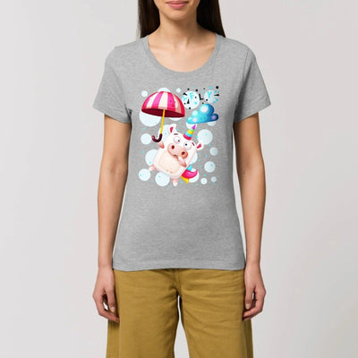 T-shirt femme licorne crazy fly gris