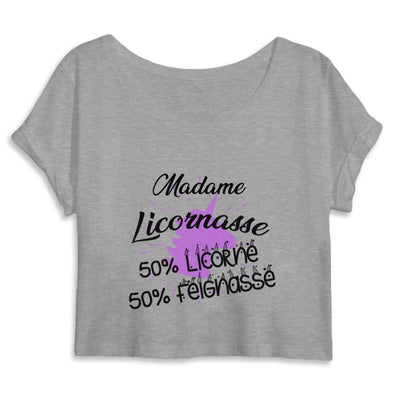 crop top licornasse licorne feignasse gris