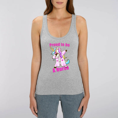 Débardeur licorne proud to be a nurse gris coton bio 