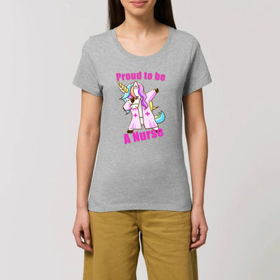 t-shirt licorne proud to be a nurse gris coton bio