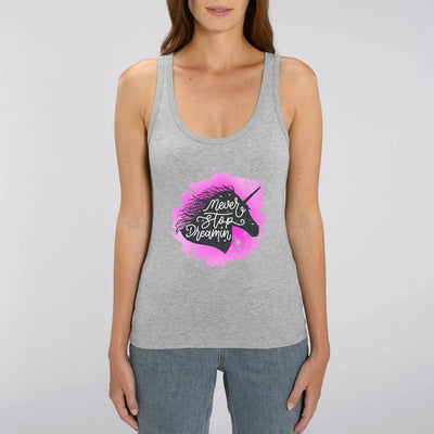 Débardeur licorne never stop dreaming gris coton bio