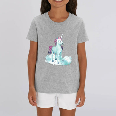 t-shirt licorne enfant gris nuage merveilleux coton bio 
