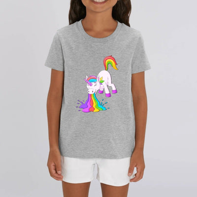 t-shirt licorne enfant gris qui vomit coton bio