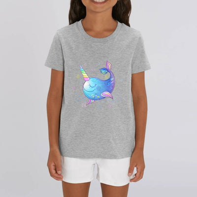 t-shirt licorne enfant gris licorne de mer coton bio