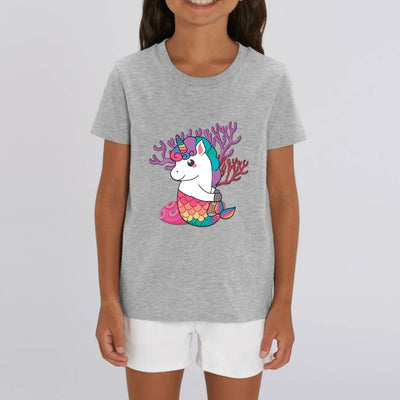 t-shirt licorne enfant gris sirène magique coton bio