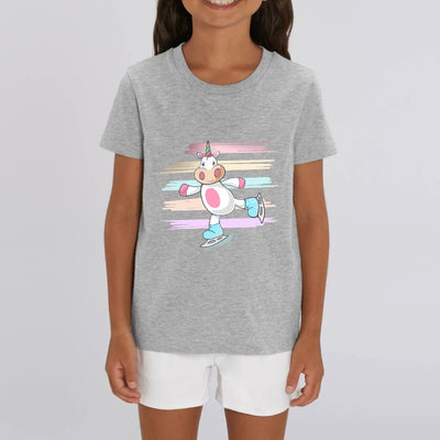 t-shirt licorne enfant gris patin à glace coton bio 