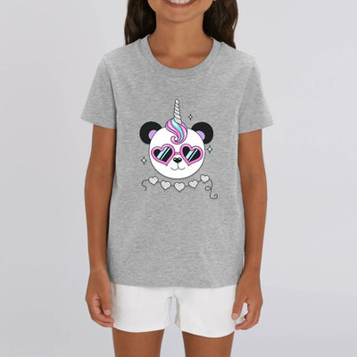 t-shirt licorne enfant gris pandacorn lunettes coton bio