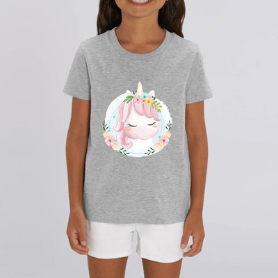 t-shirt licorne enfant gris mignonne coton bio