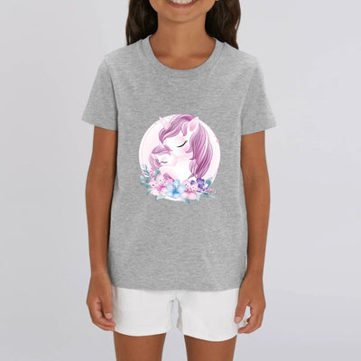 t-shirt licorne enfant gris amour de licornes coton bio