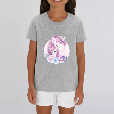 t-shirt licorne enfant gris amour mère fille coton bio