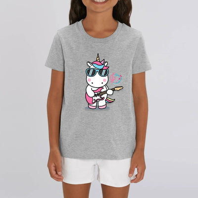 t-shirt licorne enfant gris play the guitar coton bio 