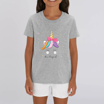 t-shirt licorne enfant gris it's magical coton bio