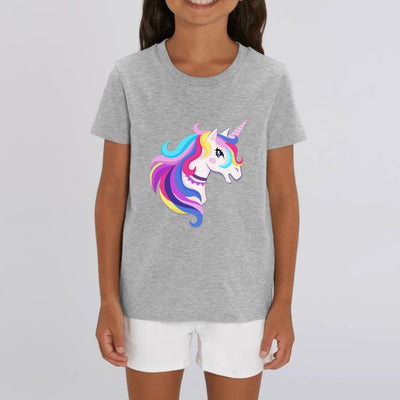 t-shirt licorne enfant gris licorne flamboyante coton bio 