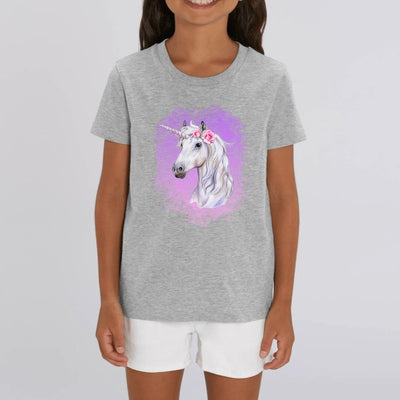t-shirt licorne enfant gris reine licorne coton bio