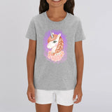 t-shirt licorne enfant gris tresse naturelle coton bio 