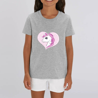 t-shirt licorne enfant gris joli coeur coton bio 