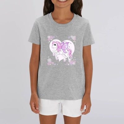 t-shirt licorne ailée enfant gris coton bio 