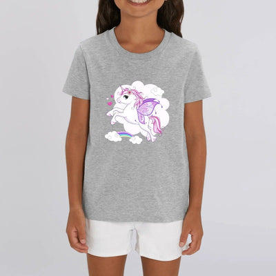 T-shirt licorne papillon enfant gris coton bio 