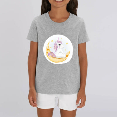 t-shirt licorne enfant gris assise coton bio 