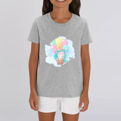 t-shirt licorne enfant gris voyage ballon coton bio 